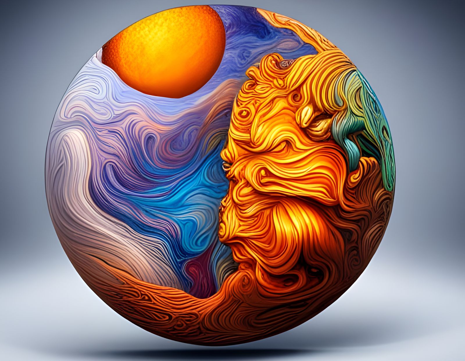 Cosmic Sun, Earth, and Moon Holographic Illustration