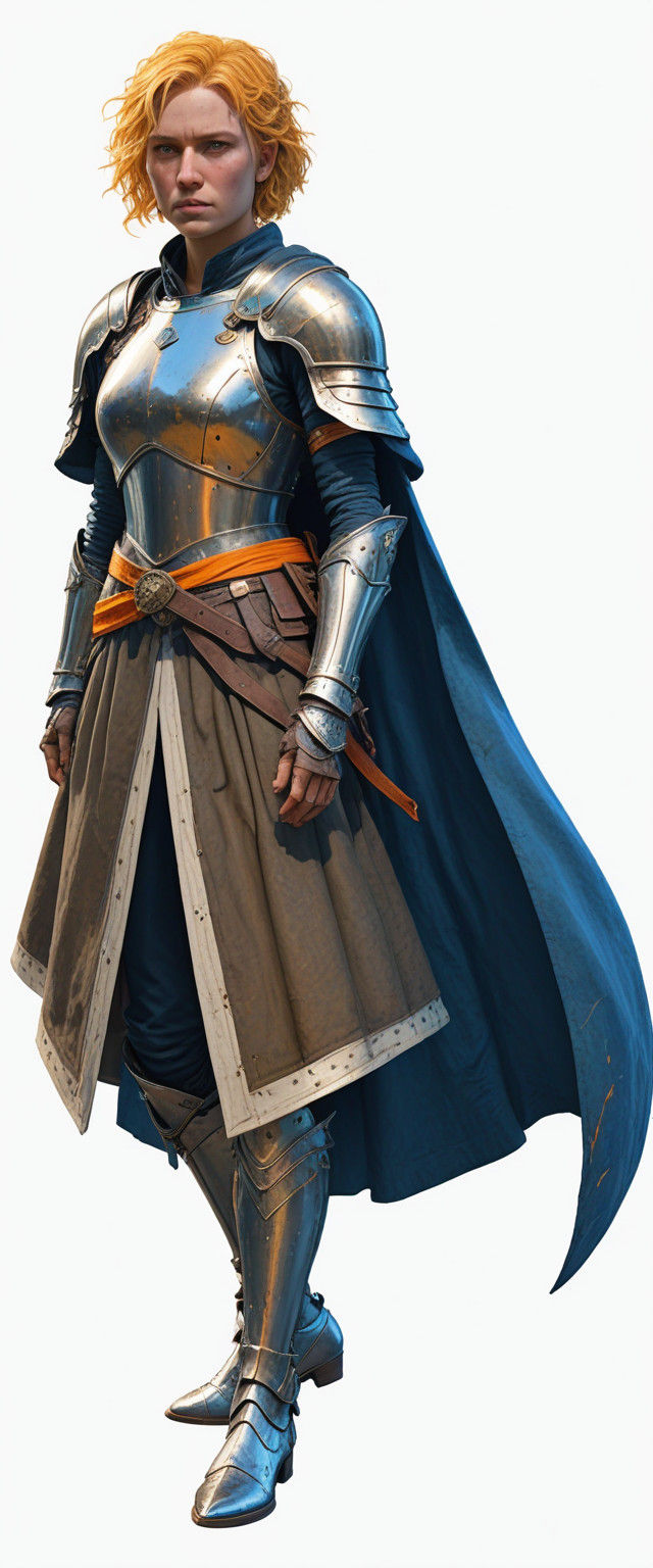 Hyperrealistic Female Portrait in Bronze Armor with Triadic...