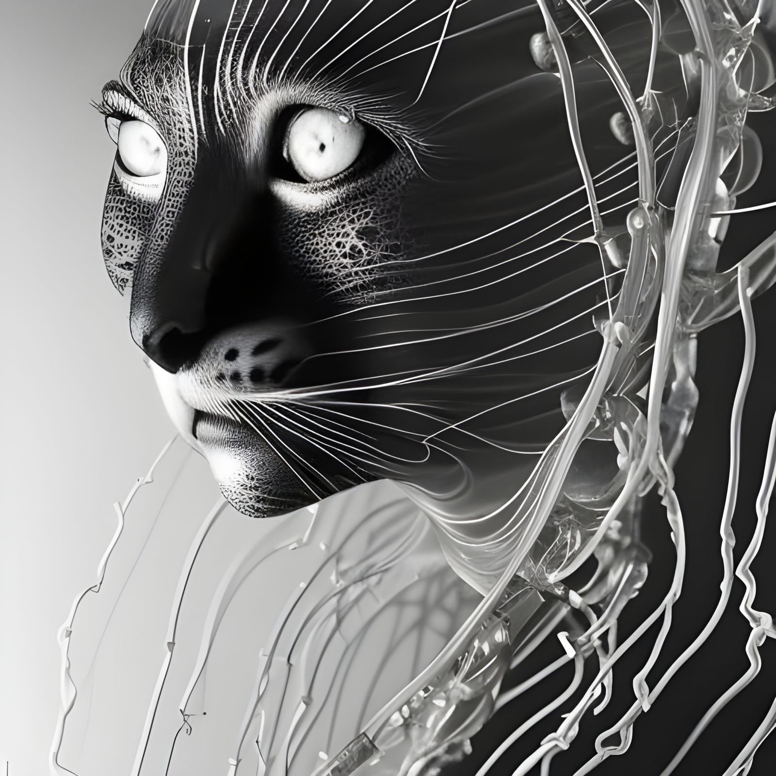 Cyborg Jungle Cat with Jellyfish Features