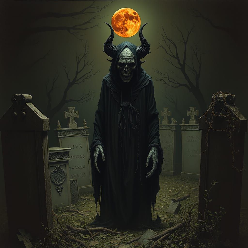 Ethereal Woman Amidst Gothic Ruins in Dark Surrealism Style