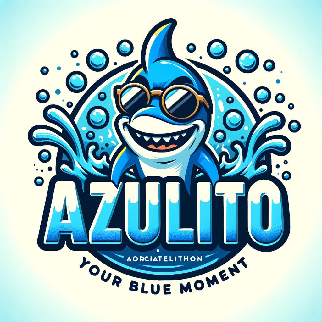 Playful Caricature Logo for 'Azulito' with Cartoon Shark