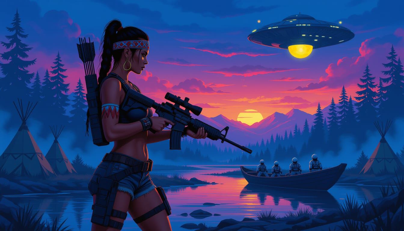 Warrior in Surreal Landscape Inspired by Sci-Fi Art