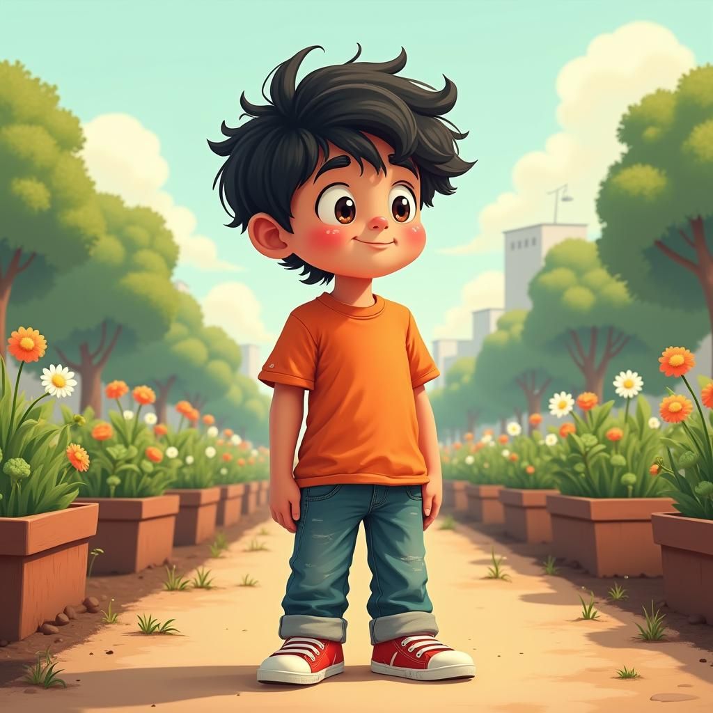 Boy Imagines Playing: Whimsical Digital Art