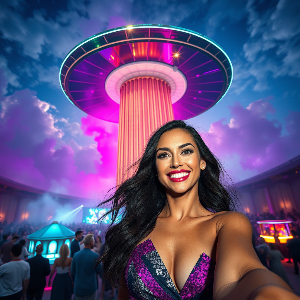 Extravagant Techno Party Atop Colossal Greek Column