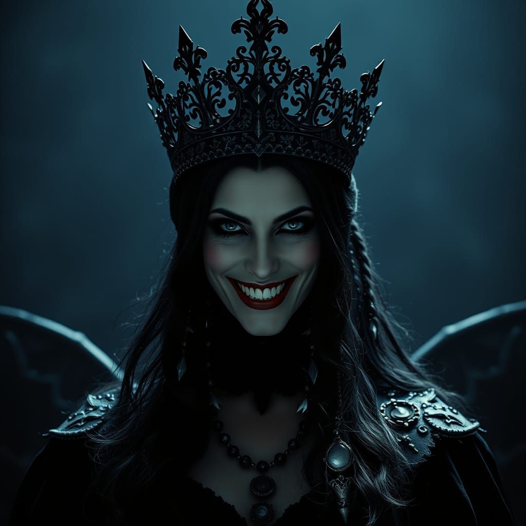 Regal Vampire Queen in Dark Cinematic Style