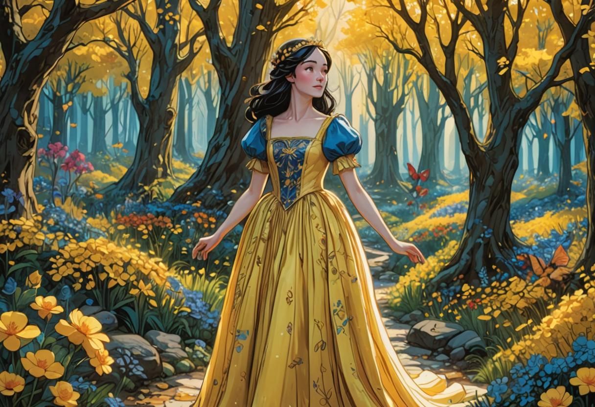 Snow White in Mystical Forest, Anime Style