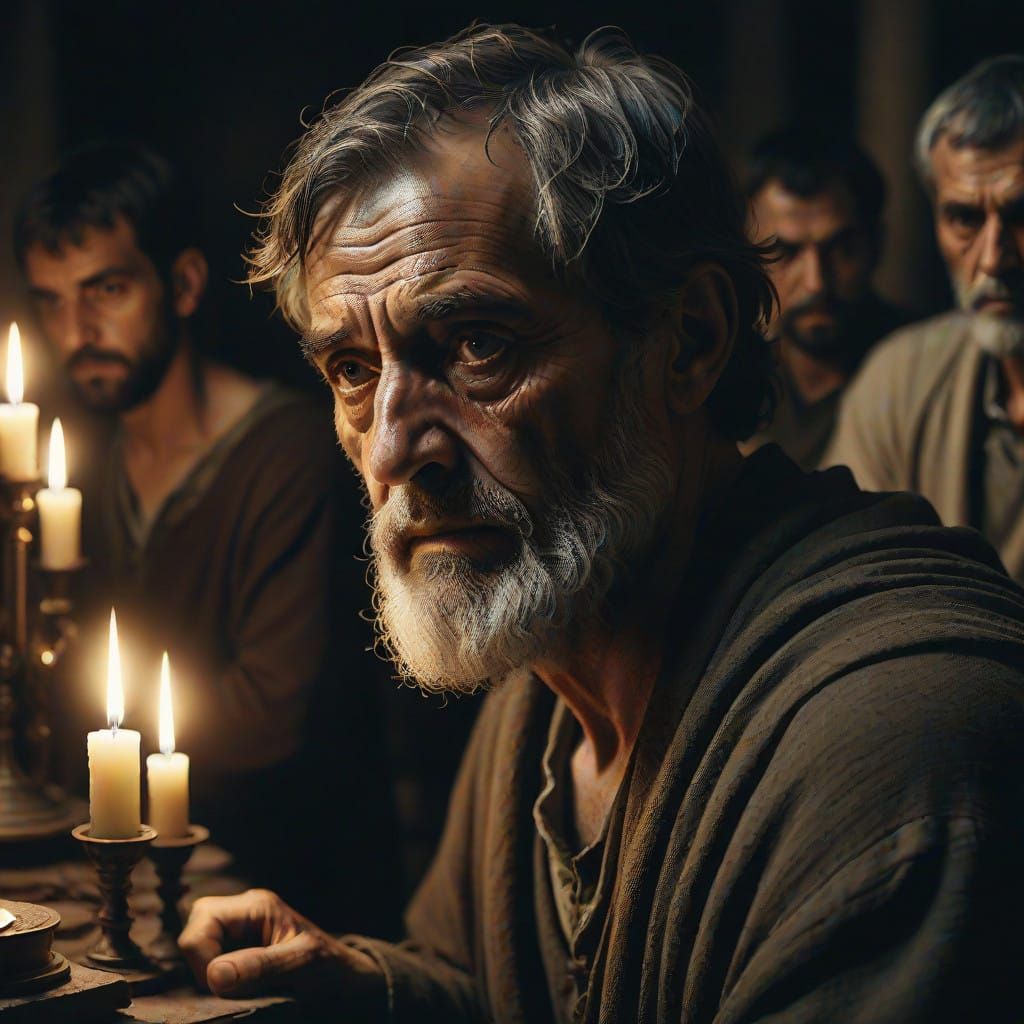 Aristotle in Introspective Contemplation, Shaded by Devoted....