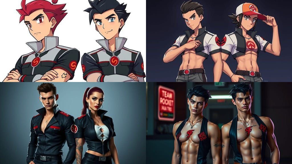 Hyper Realistic Team Rocket Leaders in Tight Uniforms