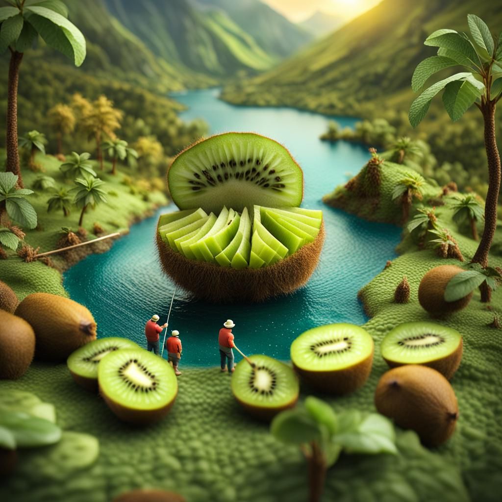 Kiwi Mountain Miniature Landscape in Dream Realist Style