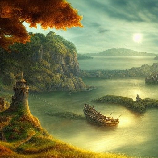 Coastal Fantasy Village at Sunset in 8K