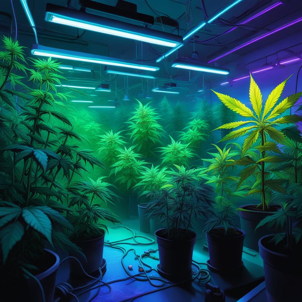 Neon Cannabis Grow Room Inspired by Ash Thorp
