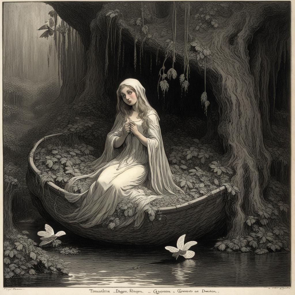 Thumbelina in Dark Gothic Horror Style