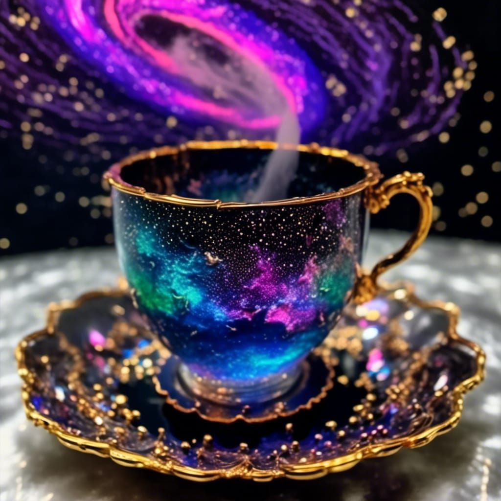 Magical Dichroic Ink-Smoke Erupts from Crystal Teacup