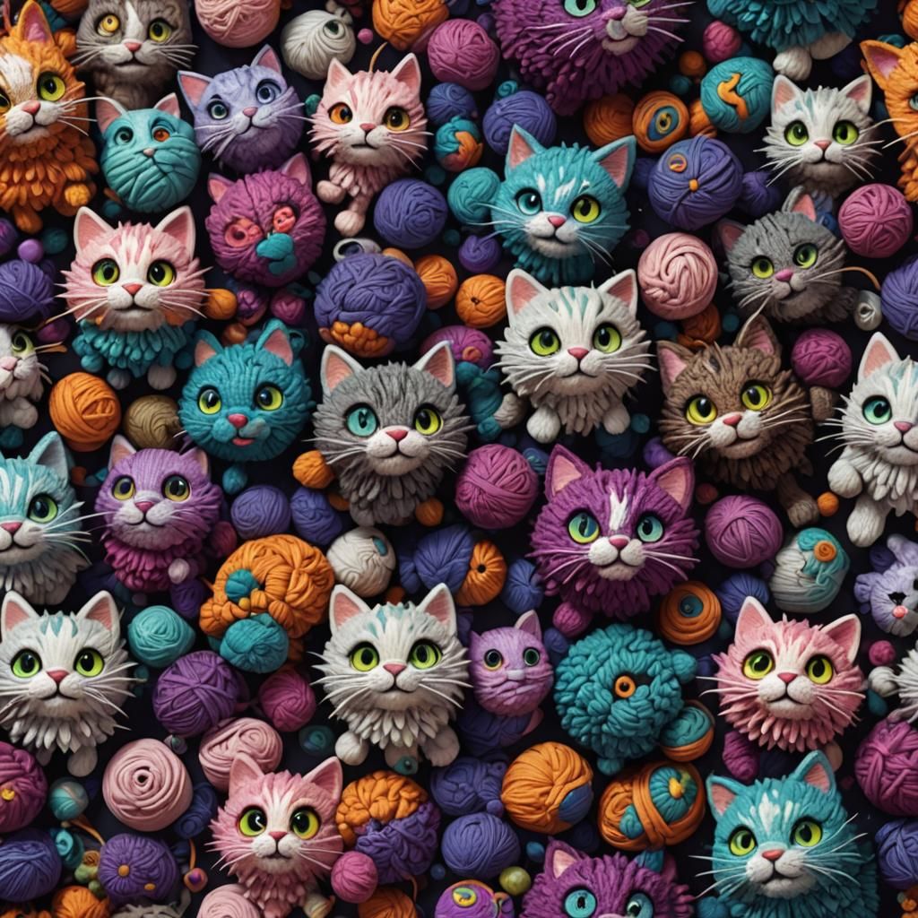 Amigurumi Cheshire Cat: Detailed Fantasy Concept Art