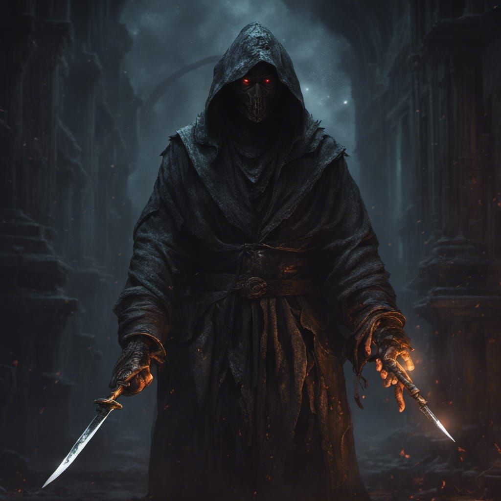 Sinister Figure in Darkness: Dark Fantasy Concept Art