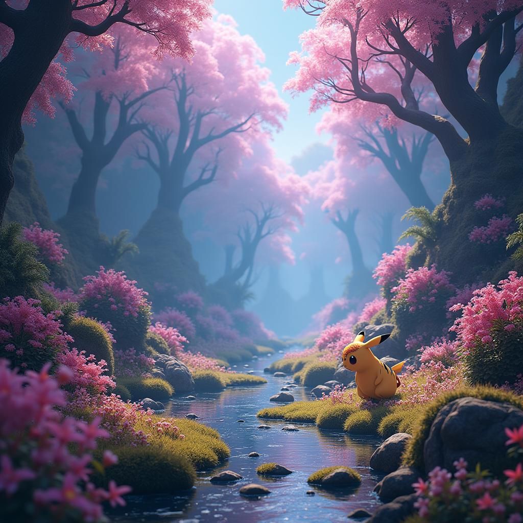 Detailed Pokémon Matte Painting in Unreal Engine 5