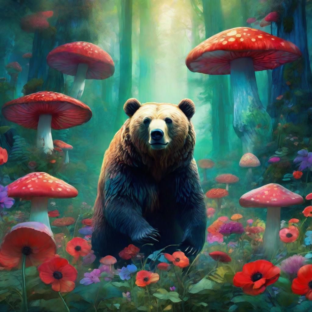 Magical Bear in Wonderland: Art Nouveau Concept Art