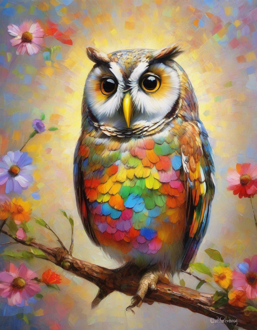Majestic Owl in Impressionist Vibrance