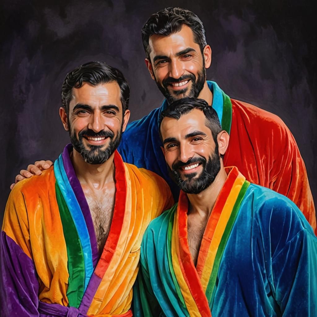 Rainbow Velvet Bathrobes: Art Nouveau Portrait