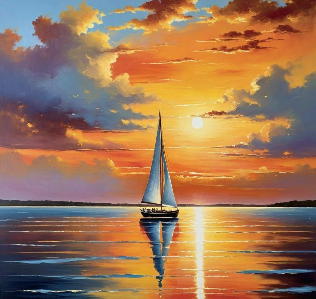 Sailboat at Sunset: Tranquil Evening Adventure