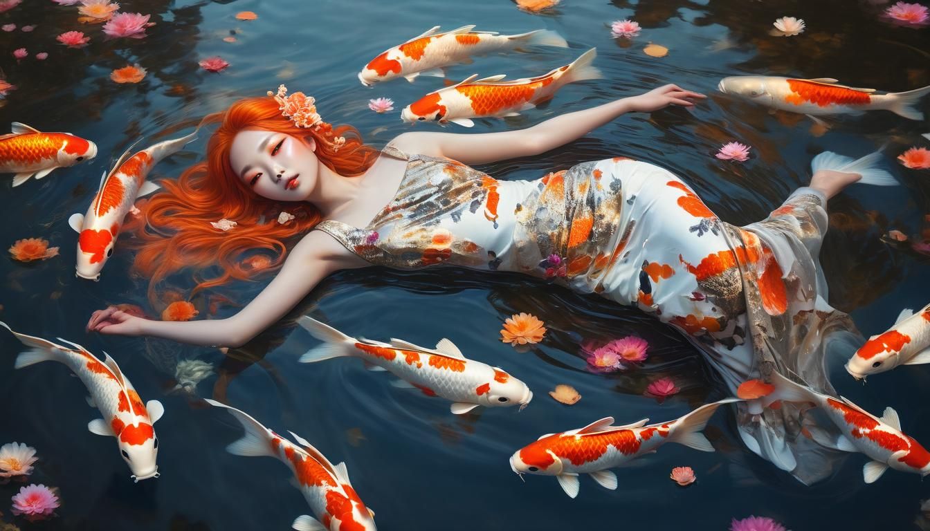 Koi Fish Woman in Surreal Asian Fantasy