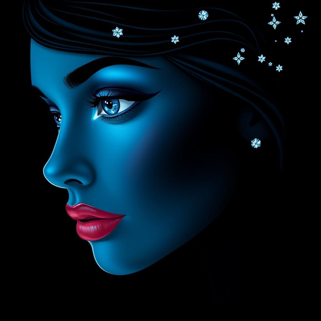 Elegant Blue-Eyed Woman in Art Deco Style
