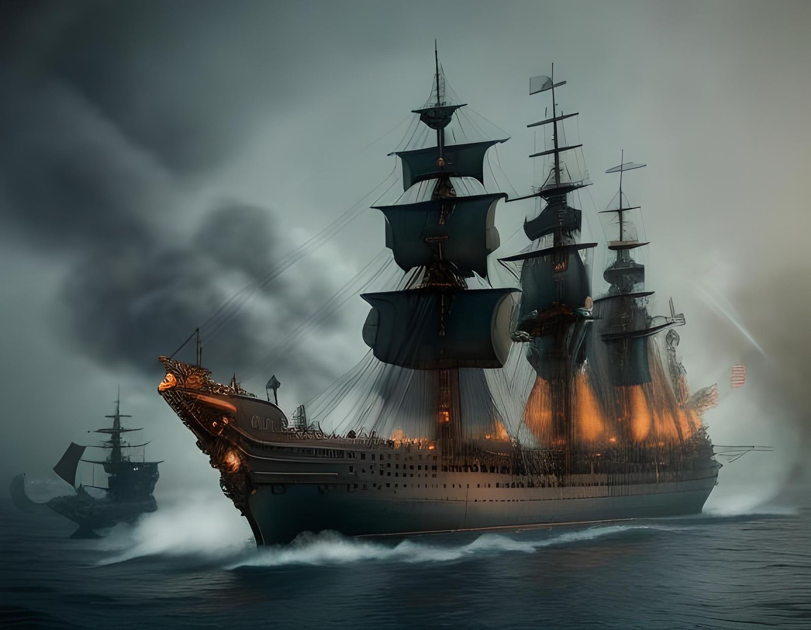 Steampunk Viking Battleship in Dieselpunk Setting