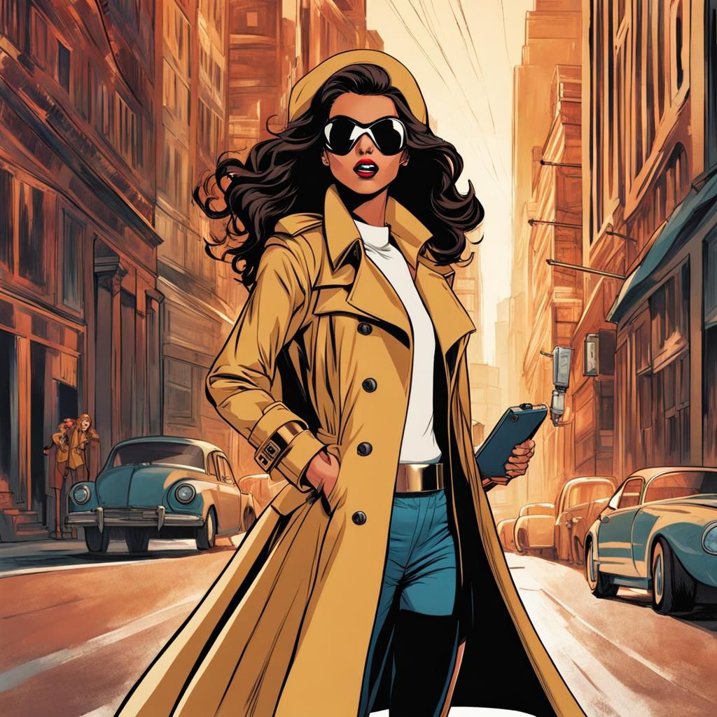 Teenage Woman Superhero in Trench Coat