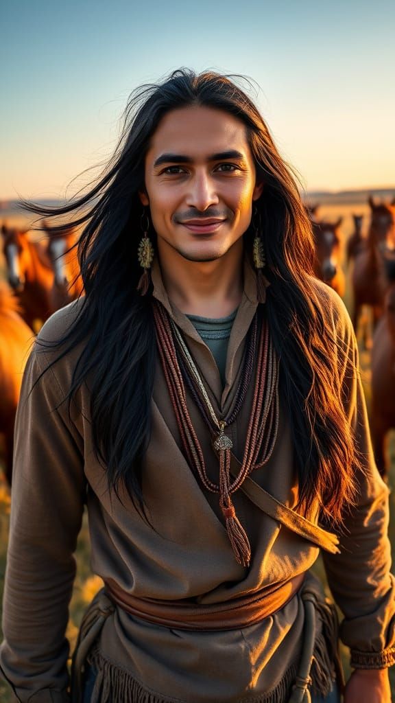 Handsome Comanche Warrior in Golden Hour