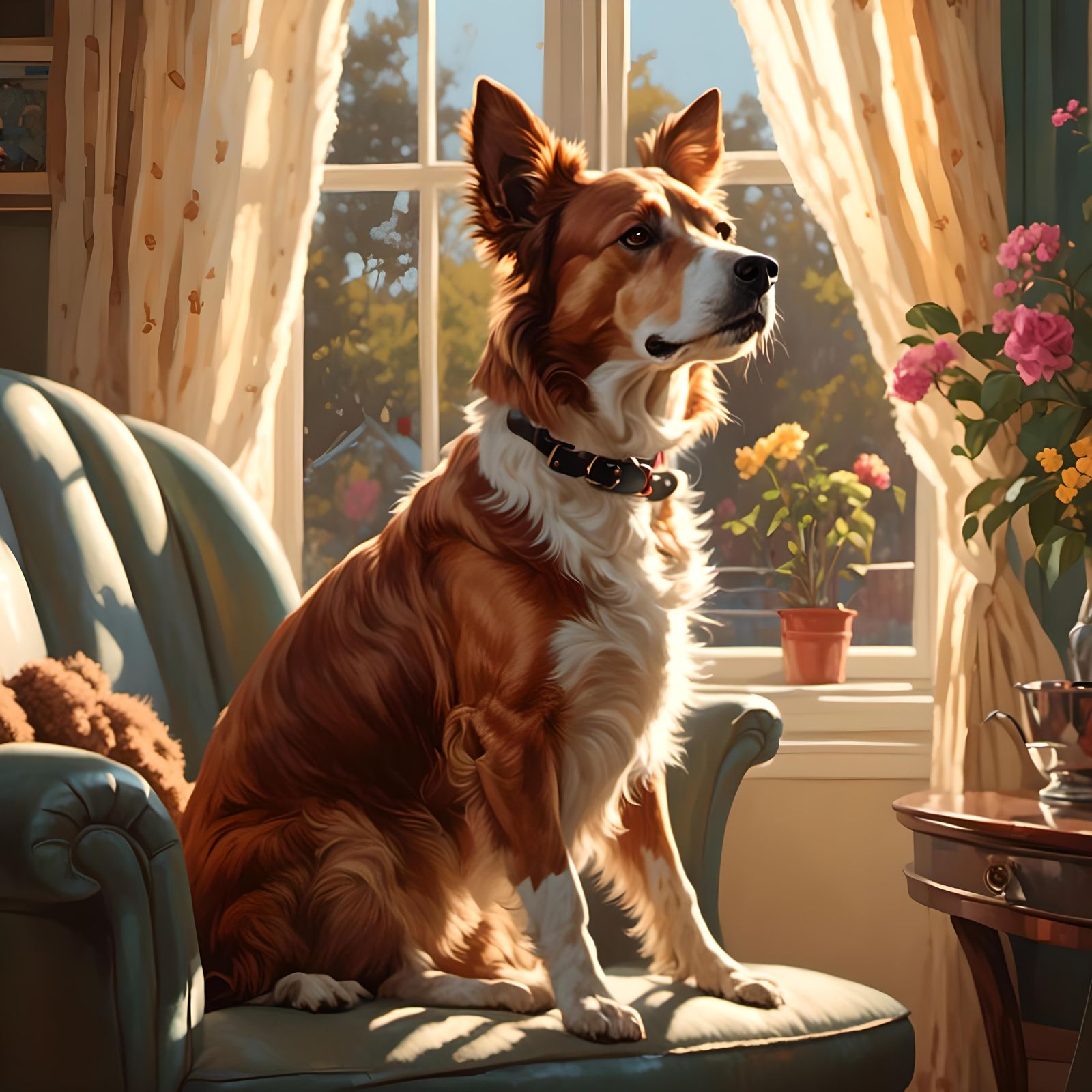 Retro Rockabilly Dog Barking From Chair