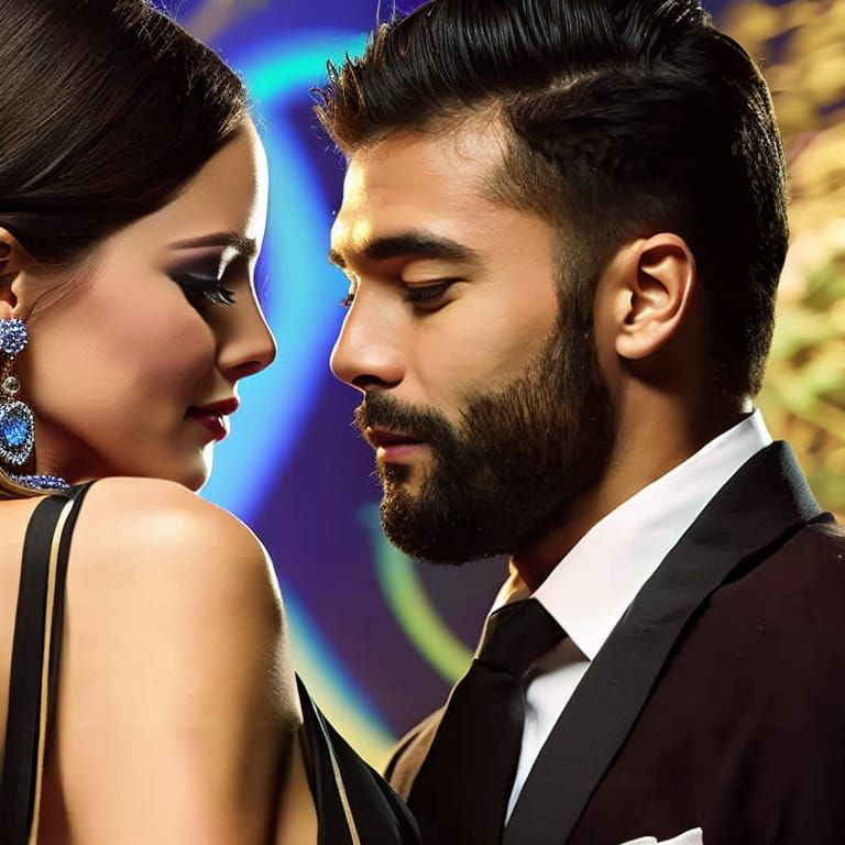 Romantic Kiss in Rain: Detailed Matte Painting