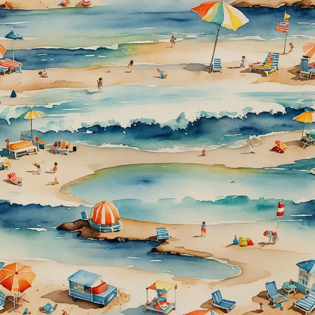 Watercolor Beach Miniature in Child's Room