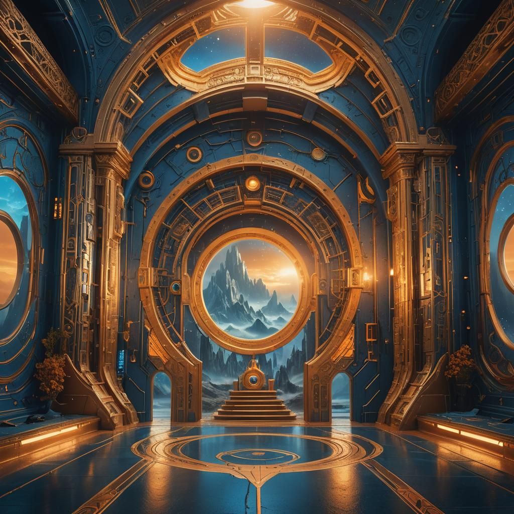 Surreal Futuristic Room with Impossible Architecture