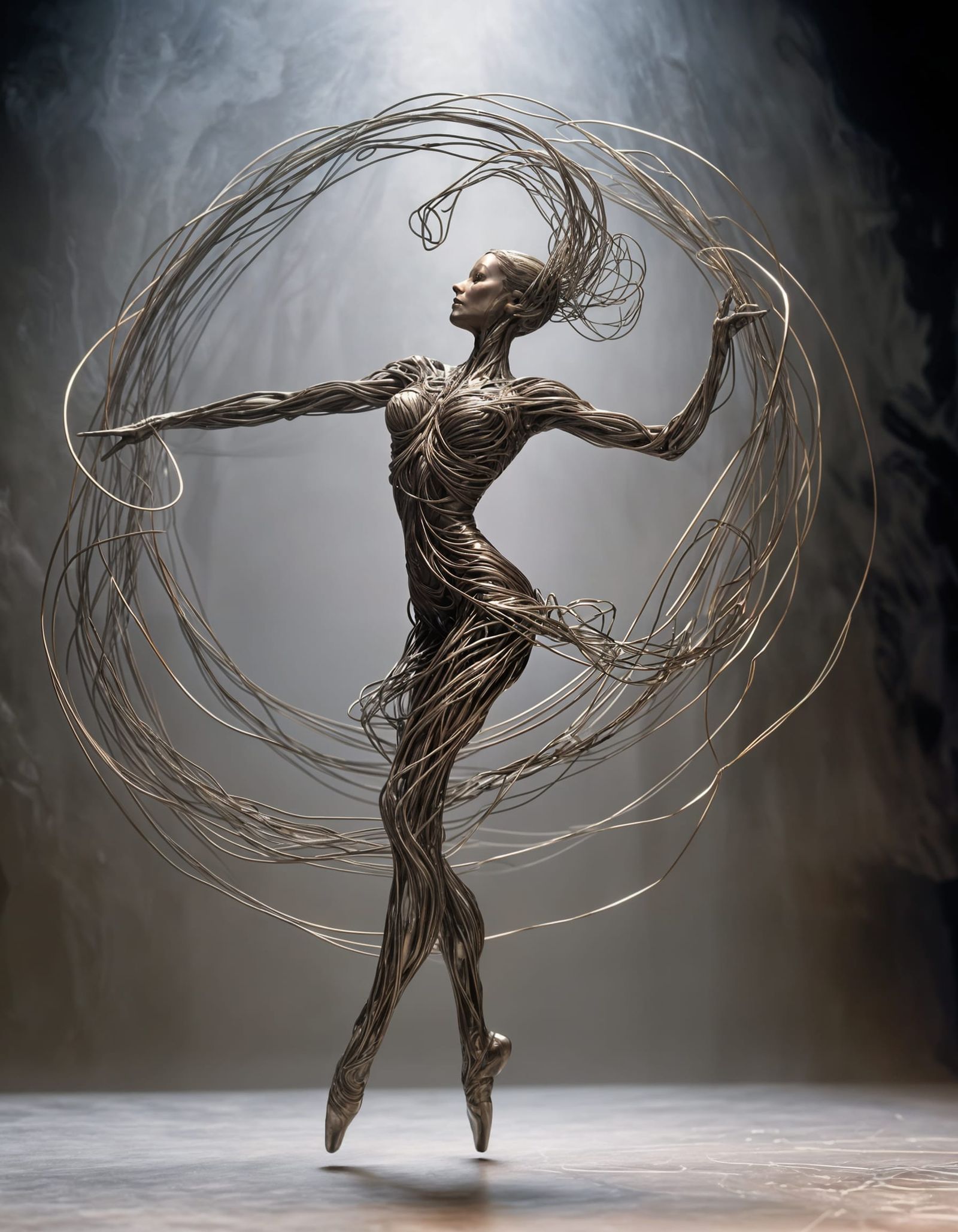 Abstract Wire Sculpture of a Ballet Dancer