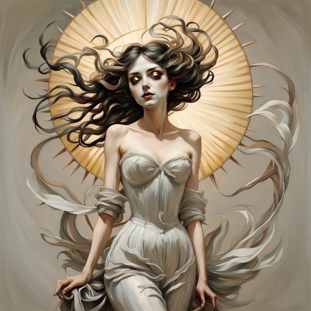 Sculptural Sunlit Figure in Serene Mood