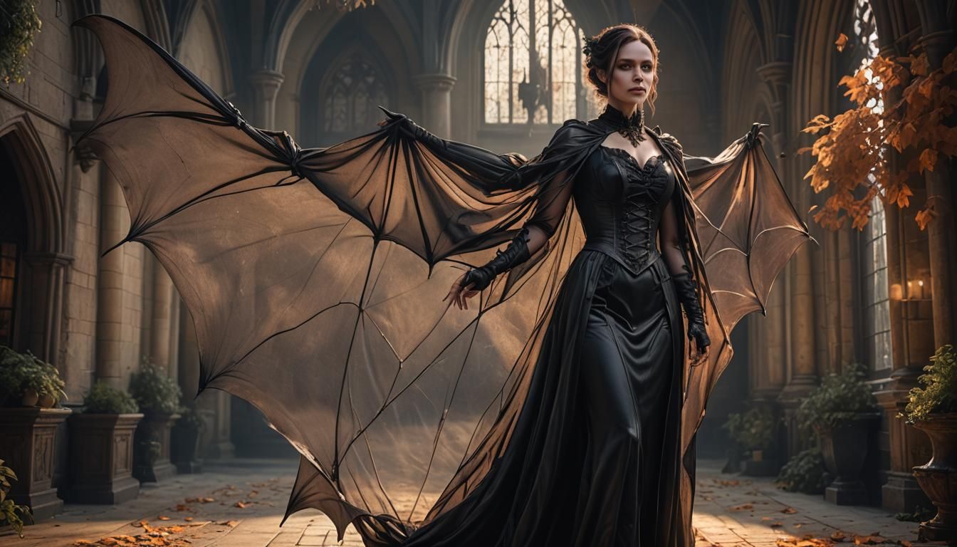 Gothic Bat Princess Portrait in Hyperrealism Style