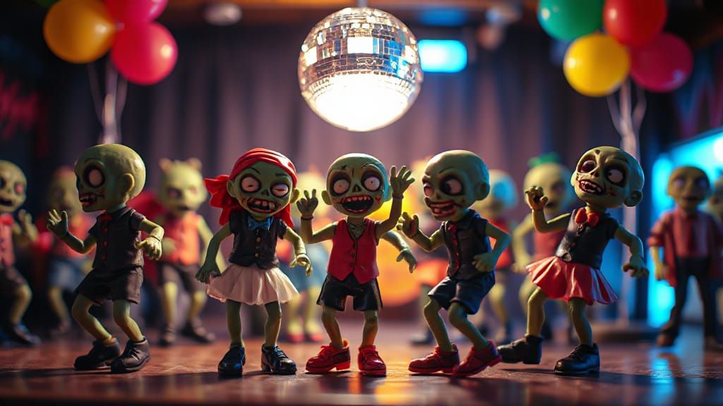 Zombie Prom Night Diorama with Tilt-Shift Effect