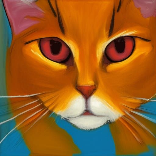 Abstract Orange Cat with Complementary Colors