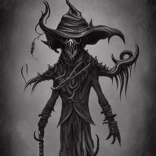 Cthulhu with Bloodborne Weapons in Dark Fantasy Style
