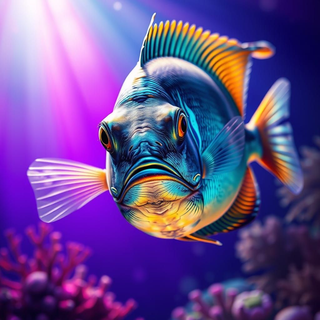 Exotic Angelfish in Vibrant, Iridescent Scales