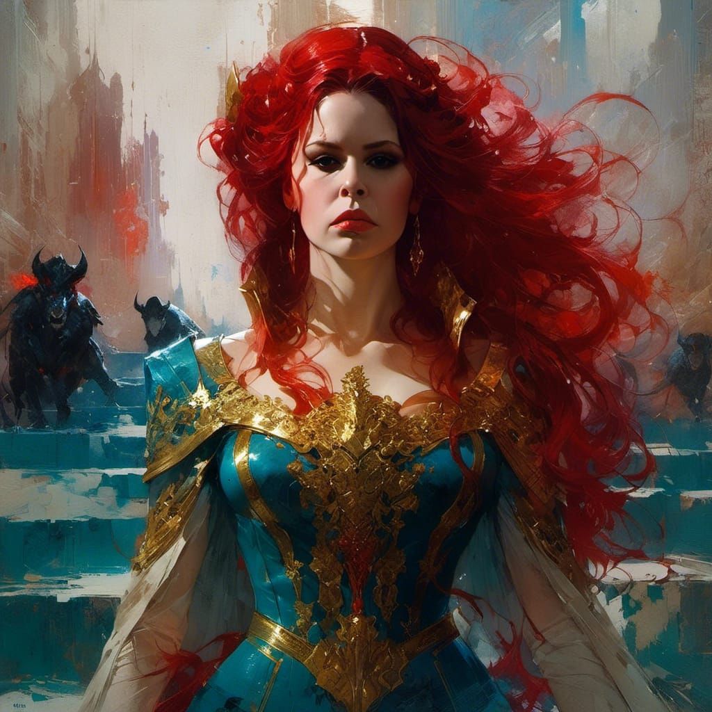 Dark Vampire Queen Portrait in Oil on Canvas