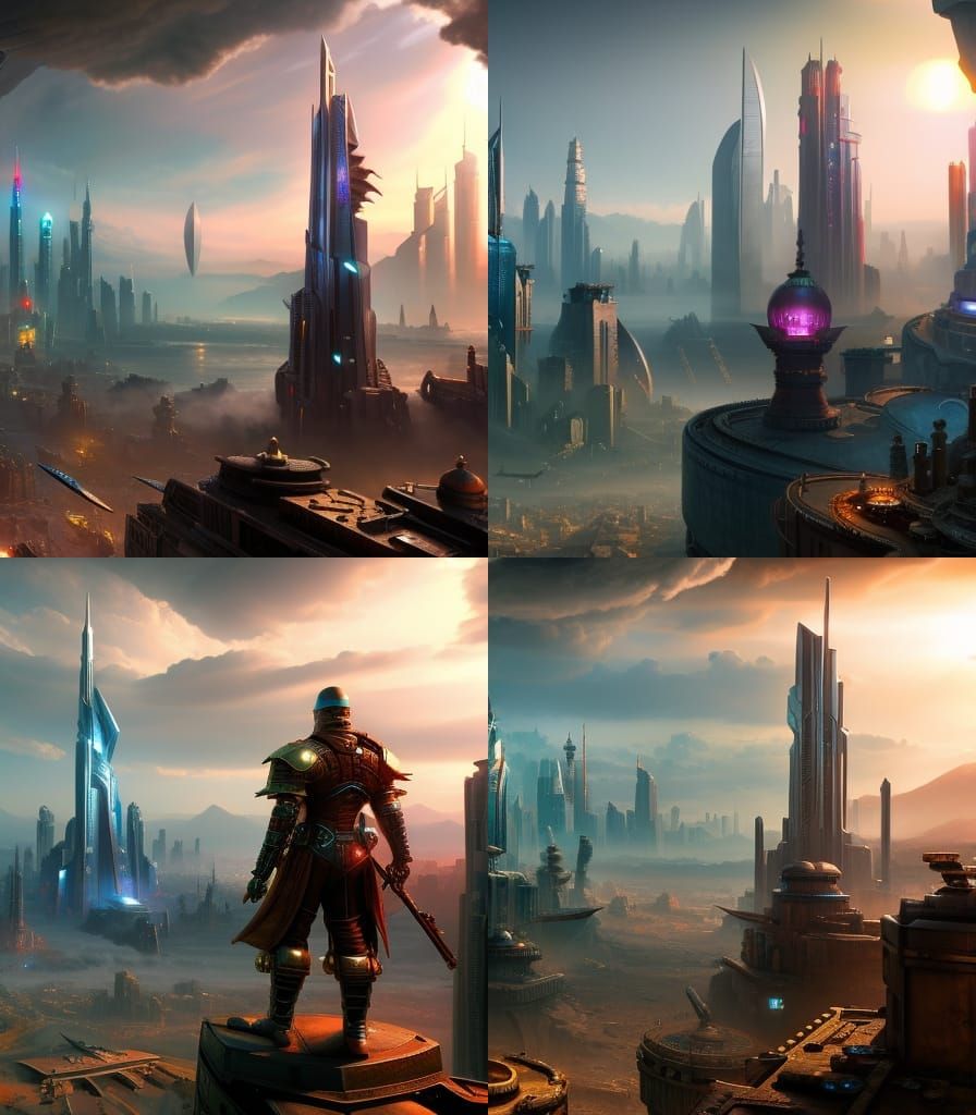 Dubai Aerial View in Steampunk Concept Art