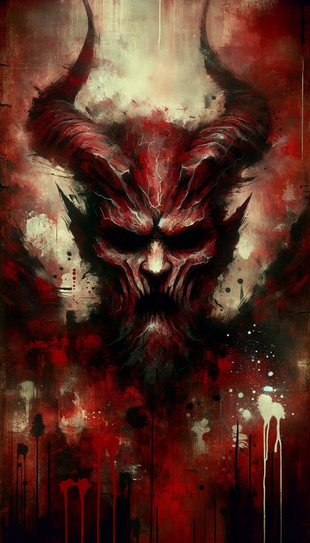 Gloomy Devil in Gothic Art Style with Red Hues