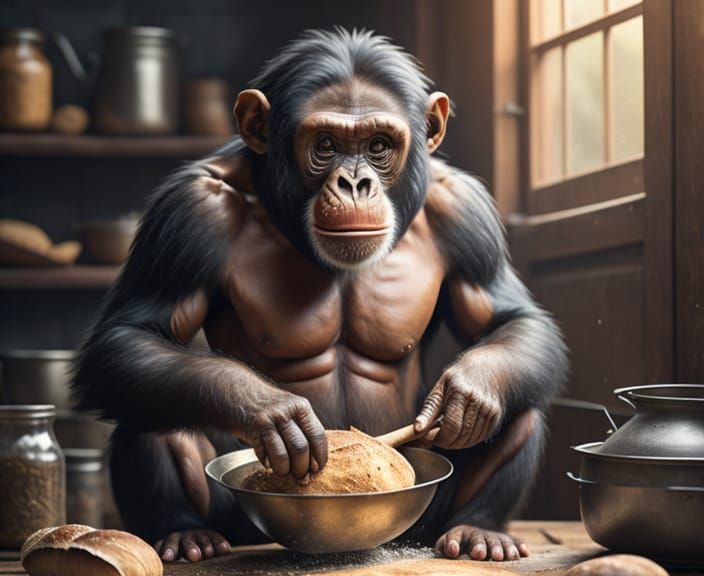 Chimpanzee Baker: Hyperrealistic Concept Art Portrait