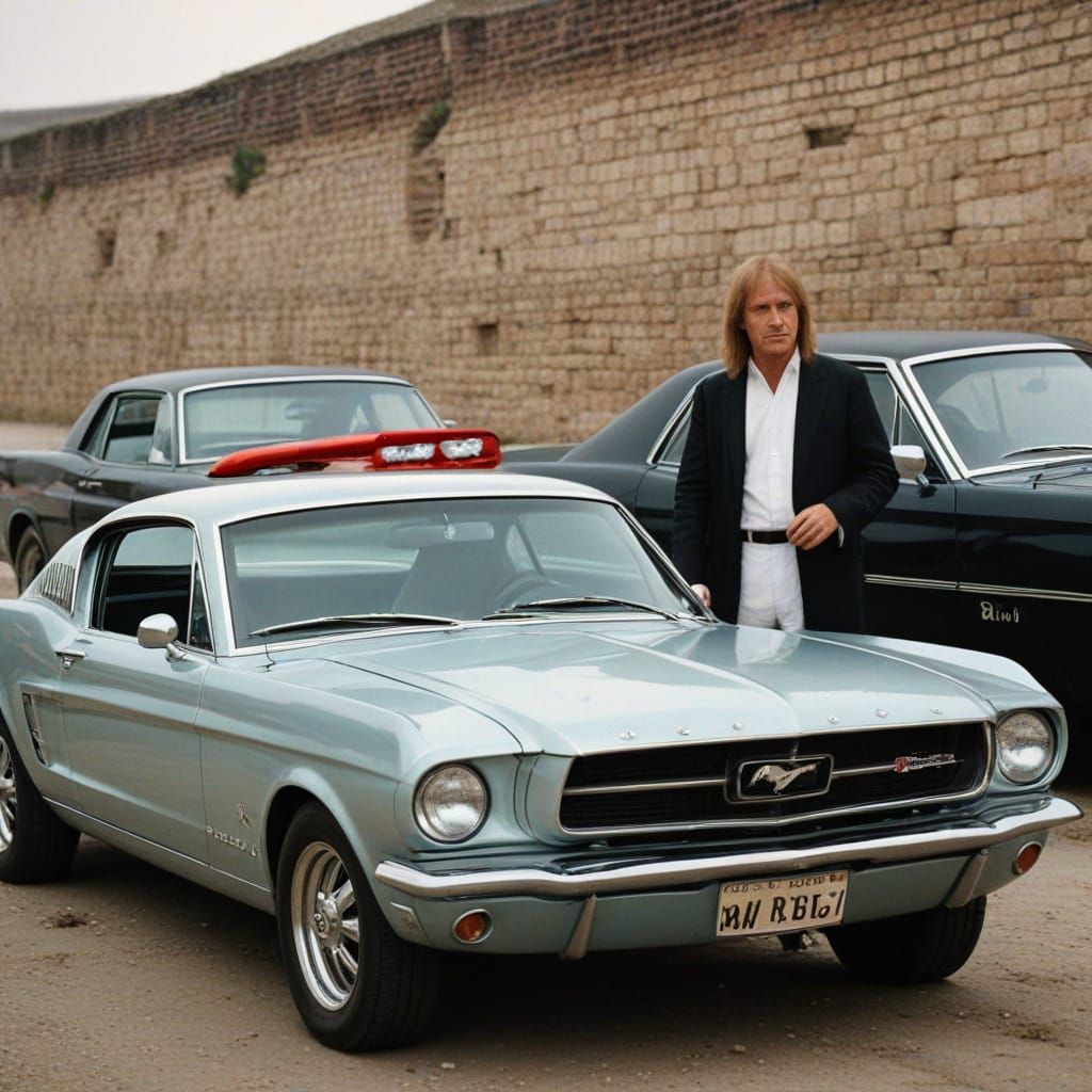 Batu Khan Rides a Mustang in Rublev and Bosch Style