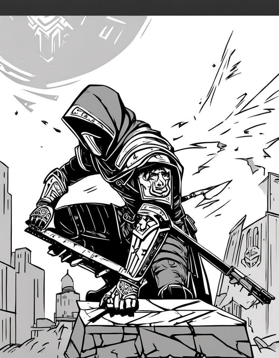 Victorian Gunslinger in Dramatic Nighttime Rooftop Ambush