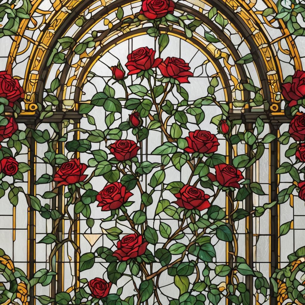 Rose Vine stained glass window