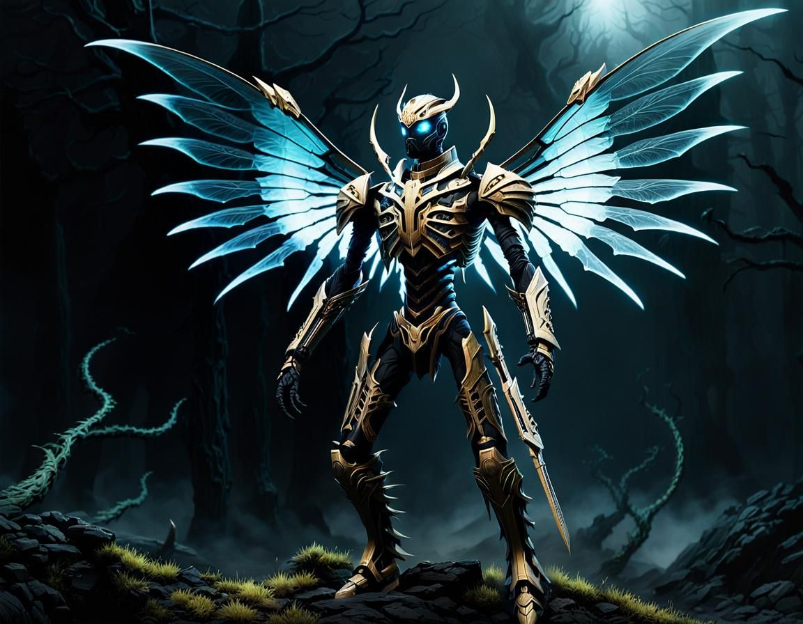 Bio-Incandescent Creature in Ethereal Grimdark Armor