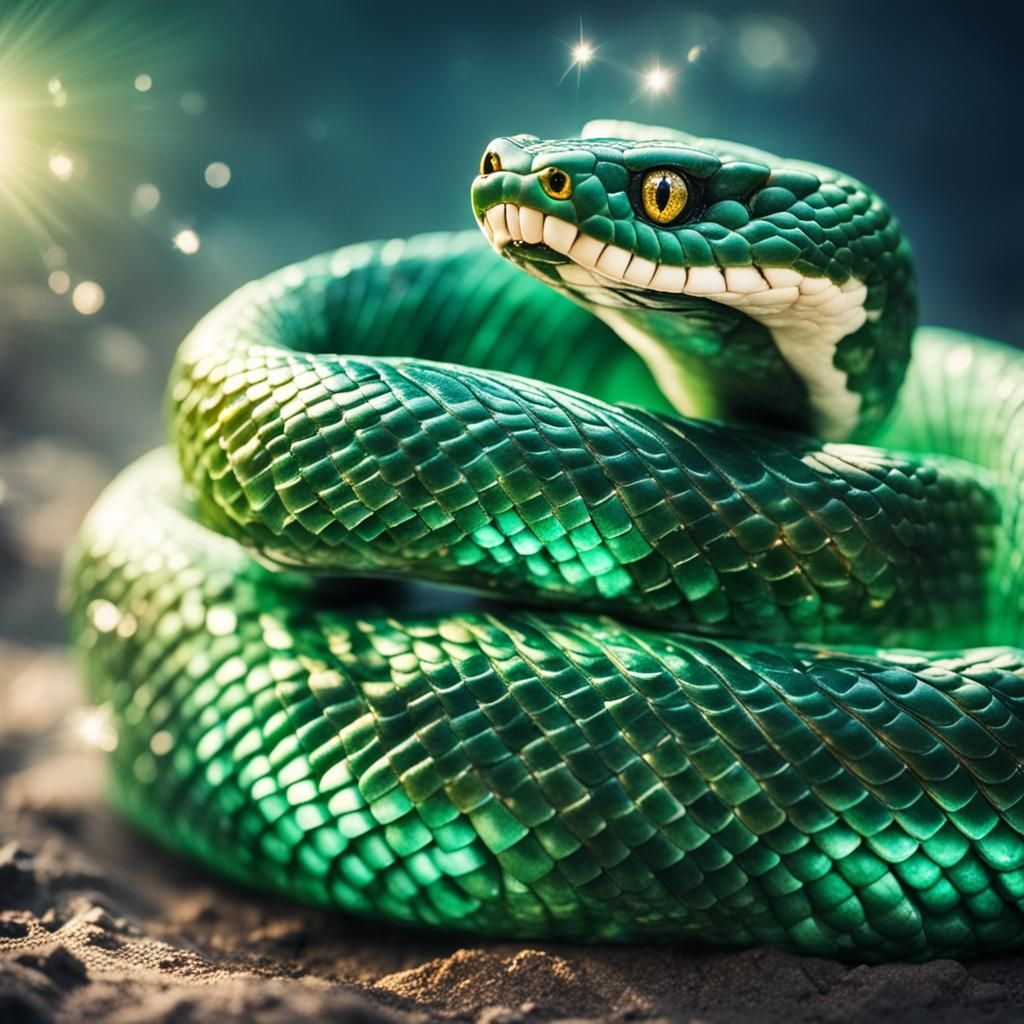 Emerald Cobra with Diamonds in Divine Light