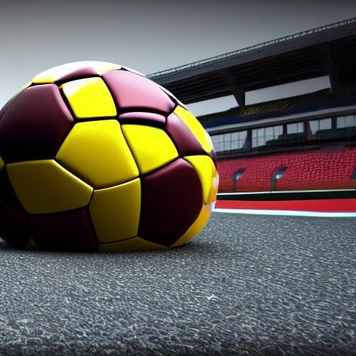 Car Soccer Ball on Racetrack in 3D